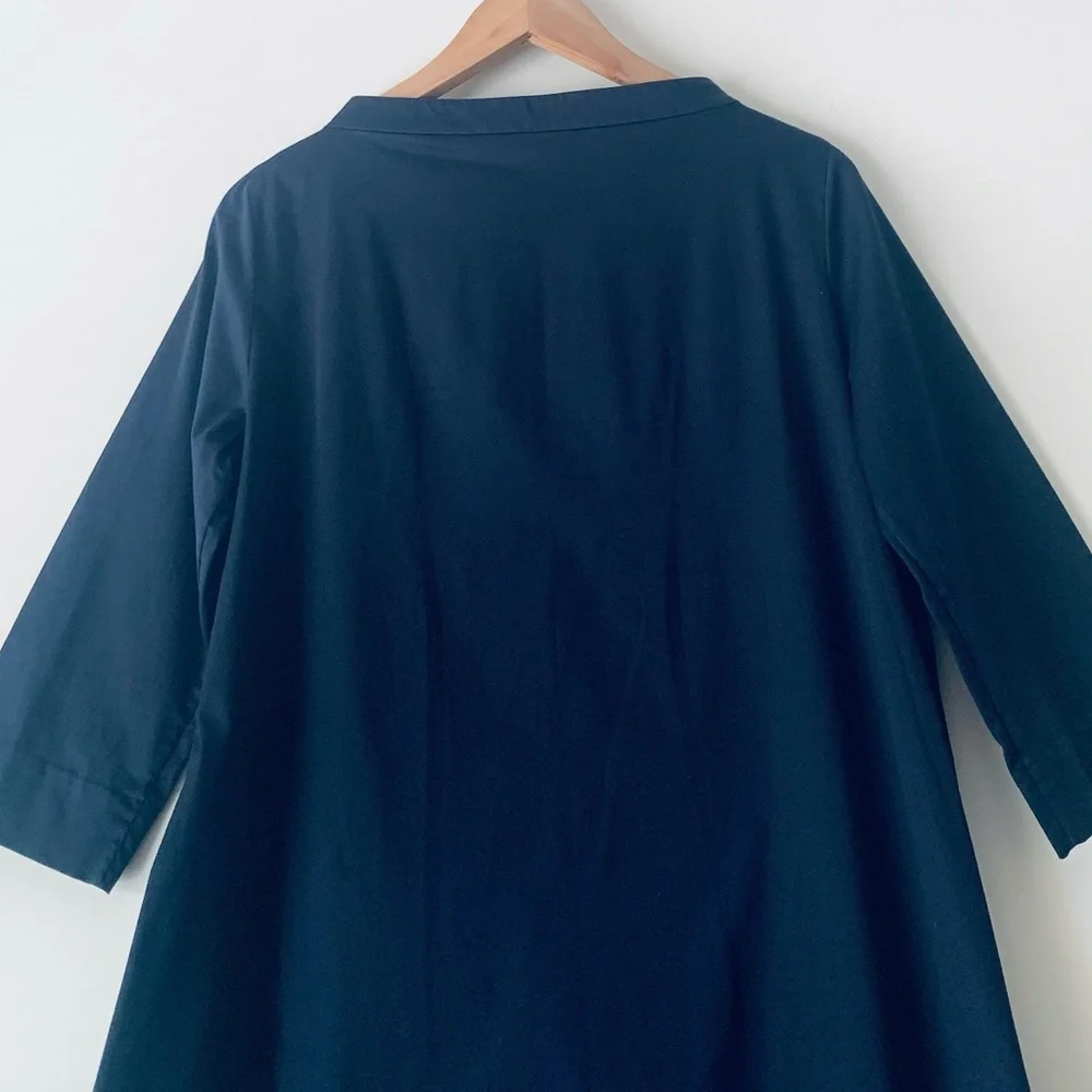 COS Women's Navy Blue Stand Up Collar Shift Dress Size 6 Quiet Luxury Office